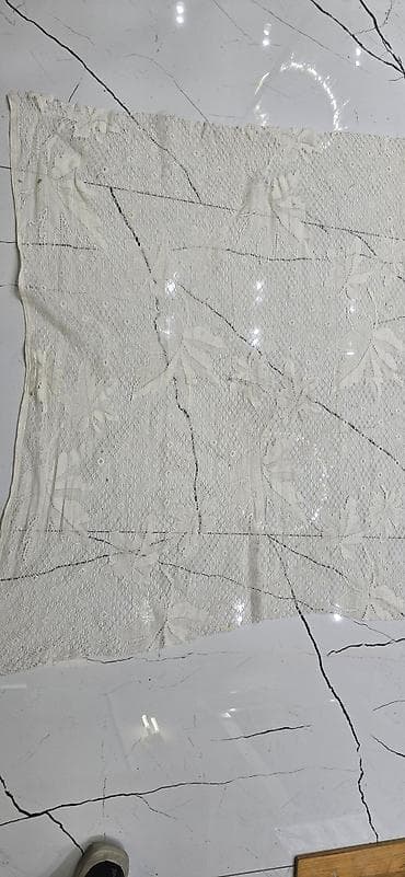 Digər ev dekoru: Ağ rəngli krujeva parça - Material: nazik, şəffaf krujeva (tor — 1