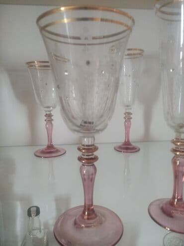 qədimi qab: Qədəhlər, rəng - Çəhrayı, 12 ədədli dəst, 250 ml — 2