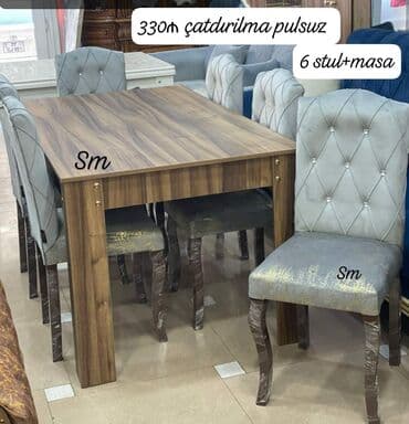 stol desdi: Mətbəx üçün, Dördbucaq masa, 4 stul — 56