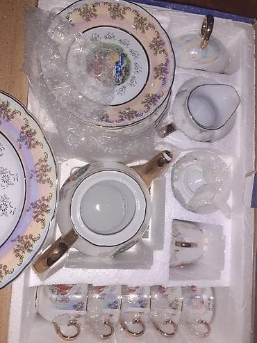 çaydan: Çay dəsti, rəng - Ağ, Farfor, Madonna, 6 nəfərlik, Çexiya — 1