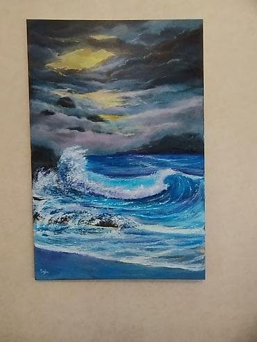 miska sekilleri: Dəniz mövzusunda orijinal rəsm tabloları - Texnika: kətan üzərində — 1