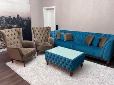 диван и 2 кресла: Новый, Диван, 2 кресла, Без подьемного механизма, Нераскладной — 1