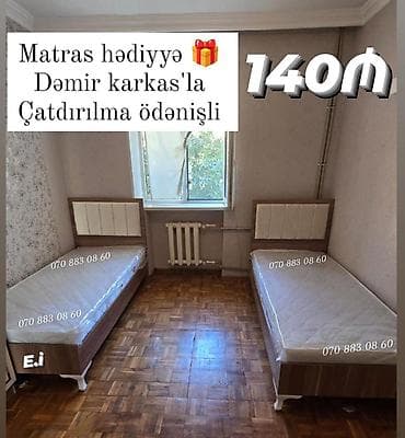 tek taxt: Tək nəfərlik çarpayı - Dəmir karkaslı möhkəm konstruksiya - Başlıq — 1
