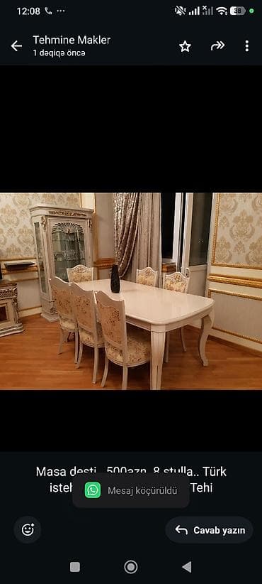 Masa desti. 500azn 8 stulla. Türk istehsalı ünvan hökmeli *Tehi — 1