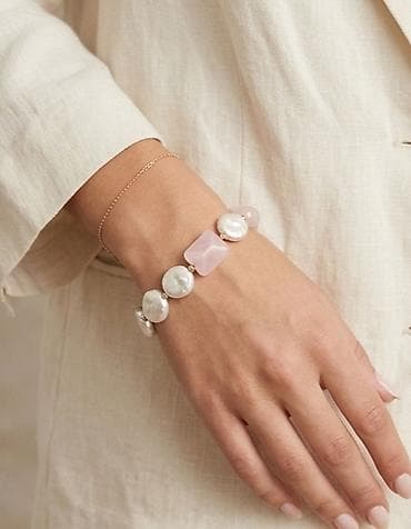 Çantalar: Mirvari imitasiya və təbii çəhrayı kvarsdan hazırlanmış elastik — 4