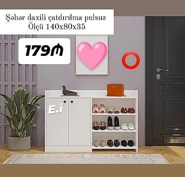 iskaflar: Ağ rəngli çoxfunksiyalı dəhliz üçün ayaqqabılıq-dolab kombi. - Ölçü — 1