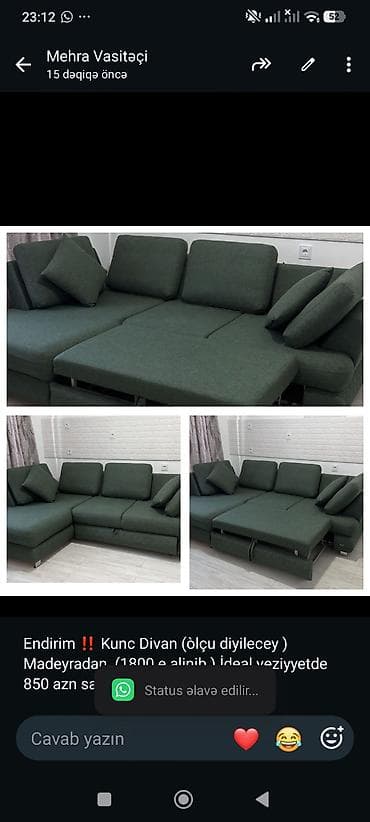 divan satisi: Endirim ‼️ Kunc Divan (òlçu diyilecey ) Madeyradan (1800 e alinib ) — 1