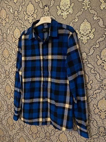godekceler: Shoeby kişi köynəyi – klassik qara‑mavi rəngli dama (plaid) naxışlı — 1