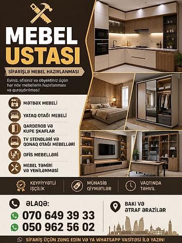 Mebel ustası – sifarişlə mebel hazırlanması və quraşdırılması Eviniz