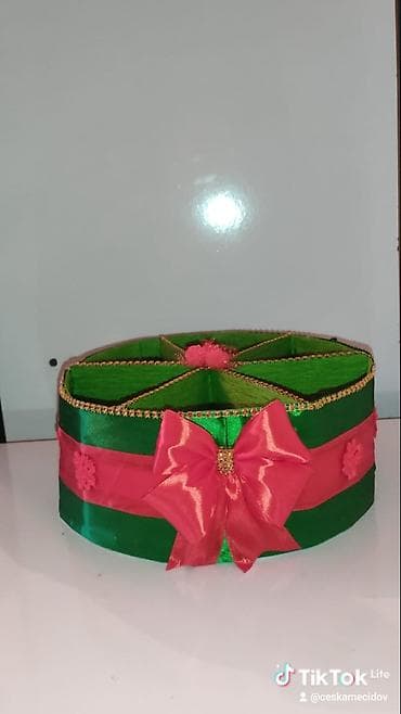 Əl işləri dəsti – dekorativ saxlama qutusu və xonça - Yaşıl-qızılı lalafo.az -da Əl işləri dəsti – dekorativ saxlama qutusu və xonça - Yaşıl-qızılı