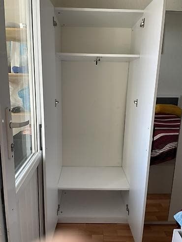 mini şkaf: Ağ rəngdə 3 qapılı geyim şkafı - Material: laminat/MDFlam, ağ rəng - — 9