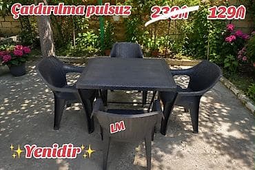 Plastik bağ mebel dəsti – 1 ədəd kvadrat stol + 4 ədəd kreslo - Rəng lalafo.az -da Plastik bağ mebel dəsti – 1 ədəd kvadrat stol + 4 ədəd kreslo - Rəng