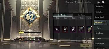 PUBG Mobile hesabı – yüksək kolleksiya və səviyyə - Səviyyə: 62 (Usta — 3