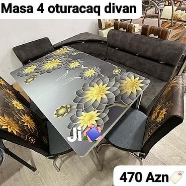 Mətbəx üçün, Açılmayan, Dördbucaq masa, 4 stul — 1