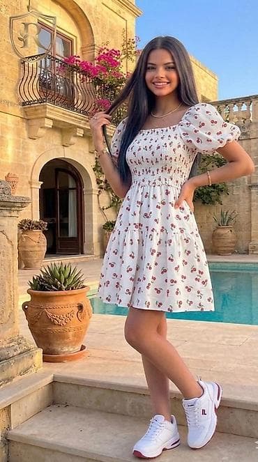 qadin yay etirleri: Qadın geyimləri – yay donları kolleksiyası - Model 1: A-ksətli, dizə — 6