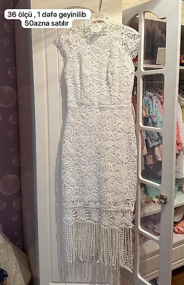 Ağ krujeva don - Ölçü: 36 - Modell: dar kəsimli, dizə qədər - lalafo.az -da Ağ krujeva don - Ölçü: 36 - Modell: dar kəsimli, dizə qədər -