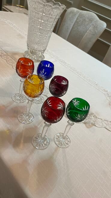 cex fara: Çay dəsti, rəng - Ağ, Xrustal, 6 nəfərlik, Çexiya — 2