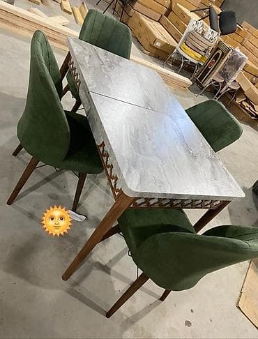 stol stul metbex ucun: Qonaq otağı üçün, Yeni, Açılan, Dördbucaq masa, 4 stul — 1