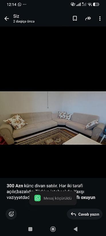 *300 Azn* künc divan satılır. Hər iki tərəfi açılır,bazalıdır. Türkiyə lalafo.az -da *300 Azn* künc divan satılır. Hər iki tərəfi açılır,bazalıdır. Türkiyə