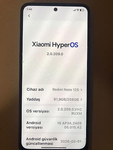 note 13 pro: Redmi Note 12S, 256 GB, rəng - Qara, Barmaq izi, Face ID — 5