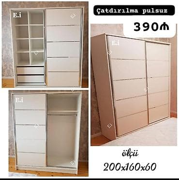 surgulu dolab: İki qapılı sürgülü şkaflar Model 1: - Rəng: ağ - Ölçü: 200×160×60 sm — 2