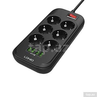 ✔ 6 AC priz + 4 USB port (5V/3.4A): Telefon, planşet və digər — 1