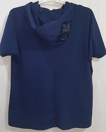 guzdək daşı: Qadın üst geyimləri 1) Qaranavi rəngli qısaqoll hoodie bluz - Brend — 3