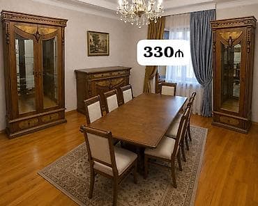 malaziya stol: Qonaq otağı üçün, İşlənmiş, Açılan, Dördbucaq masa, 8 stul — 1
