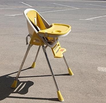 Uşaq yemək stulu – sarı/ağ rəngdə, sabit metal ayaqlı model