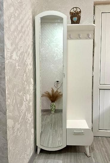 İşlənmiş, 1 qapı, Güzgülü, Ağ, Açılan, Künc dolab
