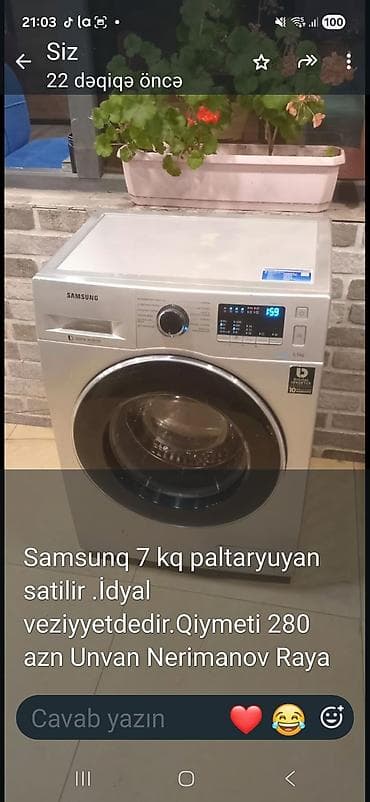 iphone 13 14: Samsung paltaryuyan maşın – 7 kq yükləmə - Ön qapaqlı, gümüşü korpus - — 1