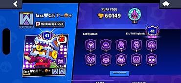 Brawl Stars hesabı - Kupa yolu: 60 149 - Profil səviyyəsi: 41 - Klub