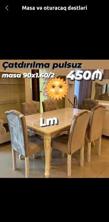 Qonaq otağı üçün, Yeni, Dördbucaq masa, 6 stul lalafo.az -da Qonaq otağı üçün, Yeni, Dördbucaq masa, 6 stul