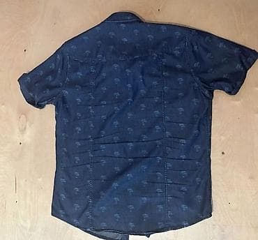 Mavi rəng palitrasında çiçək motivli kişi köynəyi (T‑shirt). - Naxış — 5