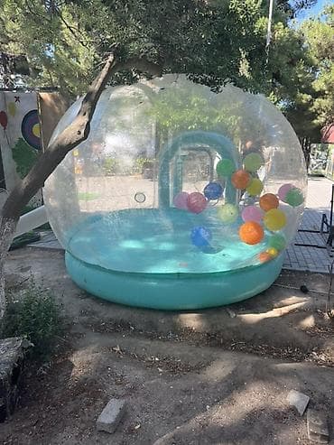 elekt: Şişmə şəffaf “bubble” oyun evi - Dairəvi, şəffaf PVC kubba və sərt — 1