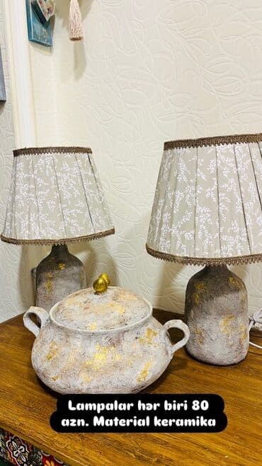 yataq ortukleri: Masaüstü dekorativ lampalar – müxtəlif modellər və materiallar - — 4