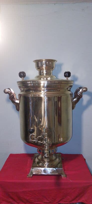 купить бу самовар на дровах: 1980-ci illerin Tula istehsali samavar 40-litrlikdir, materiali; mis — 1
