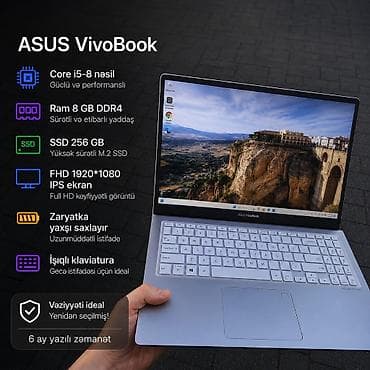 i5 prosessor: Vivobook core i5-8 nəsil/8 nüvə/ DDR4 ram 8gb/SSD 256gb Salam əziz — 1