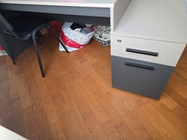 стол кухонный из дерева: Ofis masa dəsti - Rəng: boz-qrafit tonlarında iki rəngli dizayn - — 3