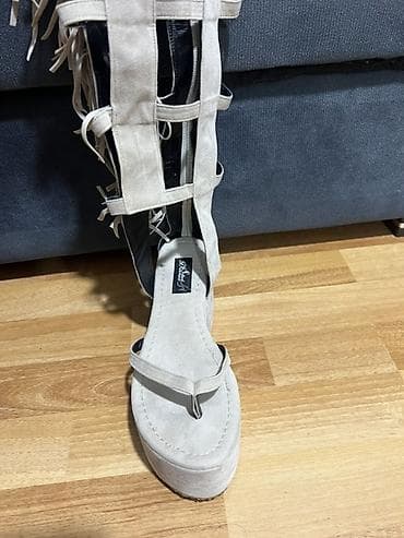 yunan sandalları: Ölçü: 38.5, rəng - Bej, Yeni — 5