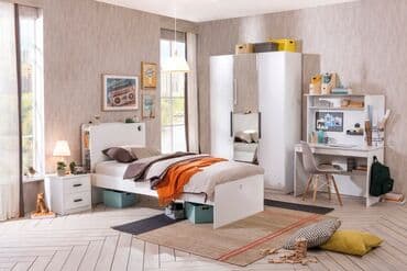 tek neferlik yataq desti: İkinəfərlik çarpayı, Komod, 2 tumba, Dolab, Türkiyə, Yeni — 1