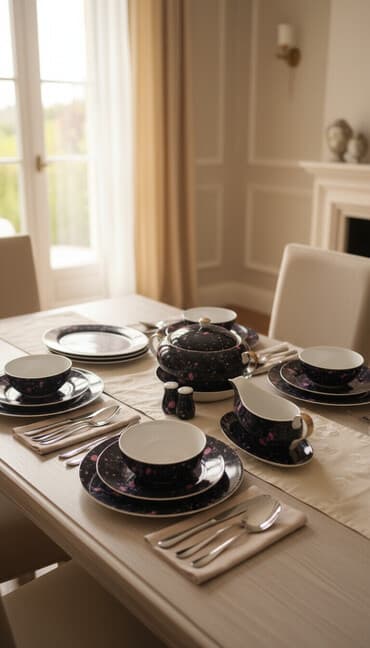 kafeyni serviz: Nahar dəsti, rəng - Göy — 1