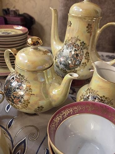 xonca altligi: Çay dəsti, rəng - Sarı, Farfor, 6 nəfərlik, Almaniya — 5