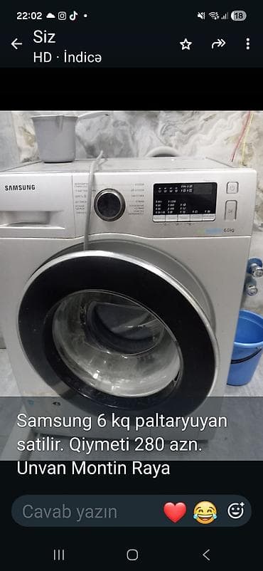 paltar yuyan masin gence: Samsung paltaryuyan maşın – 6 kq yükləmə - Ön yükləməli model - — 1