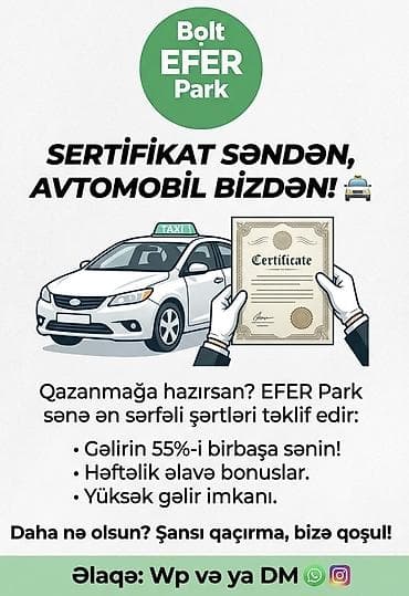 dayə axtarilir: Taksi sürücüsü tələb olunur, Şəxsi nəqliyyat vasitəsi ilə, 1-2 illik təcrübə — 5