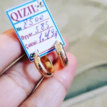 золотые комплекты с бриллиантами в баку: Серьги, Желтое золото, 585 проба, 1 г — 14