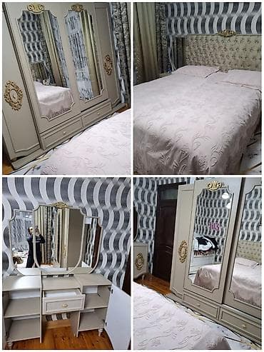 Двуспальная кровать, Шкаф, Трюмо, 2 тумбы, Б/у