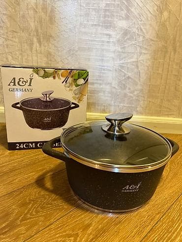 granit qazan: Qazan, rəng - Boz, Qranit, 24 sm — 1