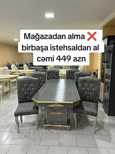 Qonaq otağı üçün, Yeni, Açılmayan, Dördbucaq masa, 6 stul — 1