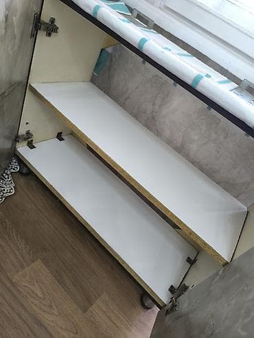 Кухонные шкафы: Mətbəx üçün iki qapılı şkaf - Dizayn: mərmər teksturalı fasad, bürünc — 3